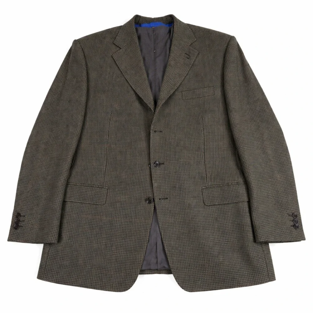 Canali Proposta Wool Houndstooth Blazer Brown‎ L READ